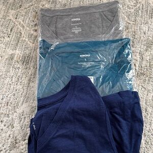 SONOMA Trio Crew Neck Tees in Gray, Teal, and Navy
